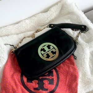 Tory Burch Black and Gold Reva Crossbody/Clutch